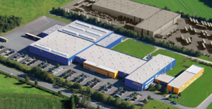 Vista aérea de la sede de Hörmann KG Antriebstechnik en Steinhagen. Análisis del valor ganado en BCS Hörmann KG Drive Technology