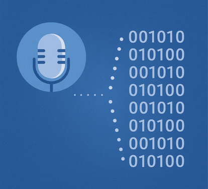 Vektorisierung – Wenn Sprache zu Zahlen wird - Symbolisches Teaserbild mit Mikrofon und binären Zahlenreihen.