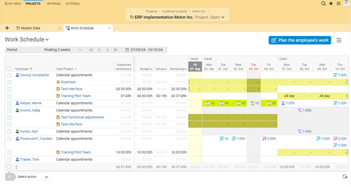 Thanks to the work plan you can exactly and quickly define when your team works on which tasks