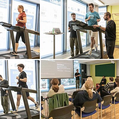 Collage highlighting the professional running assessment on October 13, 2026. Ten Projektron employees took part in lactate testing, a graded treadmill exercise test, and a subsequent Runners Talk with coaches Benny and Srdan. Collage highlighting the professional running assessment on October 13, 2026. Ten Projektron employees took part in lactate testing, a graded treadmill exercise test, and a subsequent Runners Talk with coaches Benny and Srdan.