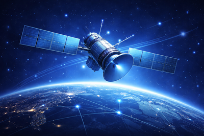 An artificial satellite in Earth orbit with deployed solar panels in front of Earth, serving as an example of a complex, mission-critical space system.