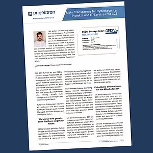 Opening section of the OEDIV SecuSys customer story on the Projektron website.