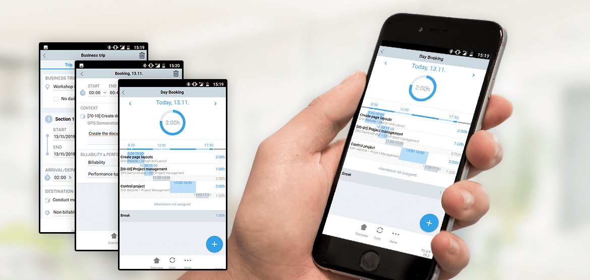 Mobile time, contact and expense recording with the Projektron WebApp