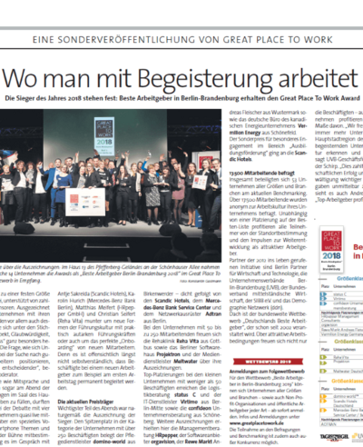 10. März 2018 – Tagesspiegel - Sonderveröffentlichung von Great Place To Work 10. März 2018 – Tagesspiegel - Sonderveröffentlichung von Great Place To Work