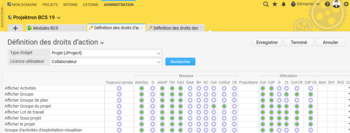 Dans la matrice de droits de Projektron BCS vous pouvez adapter les droits en quelques clics de souris