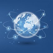 Symbol image with different currency symbols that symbolizes the multi-currency capability of Projektron BCS.