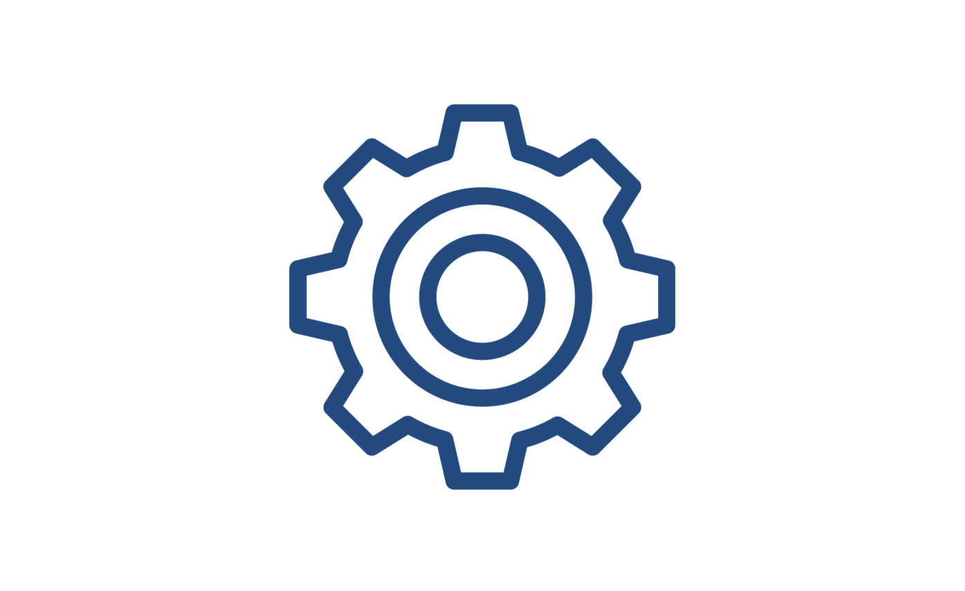 Das Zahnrad steht für die automatisierten Abläufe in unserer ERP-Lösung, die Routineaufgaben vereinfachen und den Arbeitsalltag spürbar entlasten. Piktogramm eines Zahnrads als Symbol für automatisierte Prozesse in der ERP-Software für Dienstleistungsunternehmen