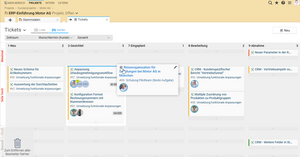 Per Drag-and-Drop verschieben Nutzer Tickets innerhalb verschie-dener Priorisierungsstufen und optimieren so Arbeitsabläufe.