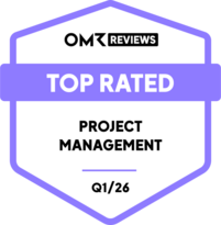 Badge OMR Reviews Top Rated Project Management Q1/26 für BCS