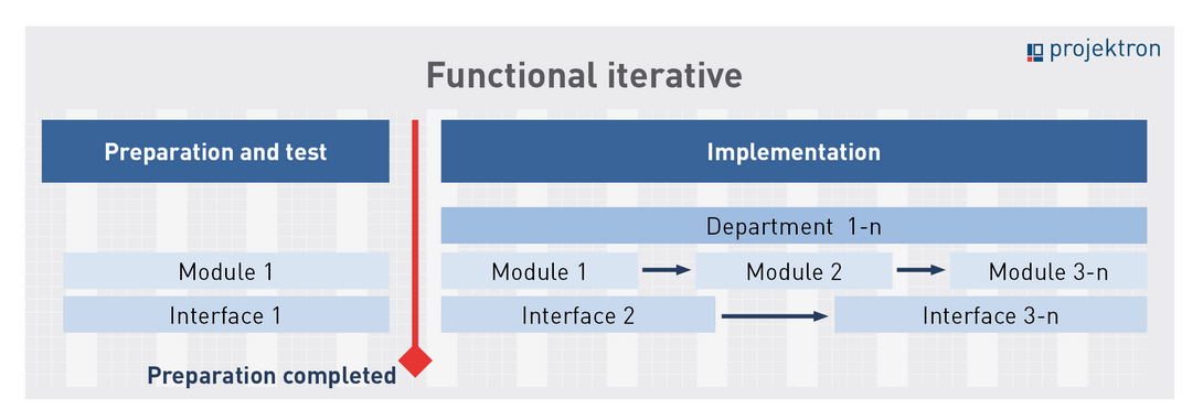 Scheme of functional iterative software rollout