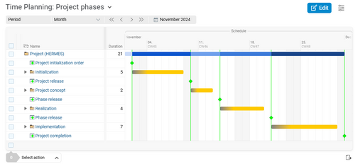 Define milestones as quality gates and determine your project-specific phases.