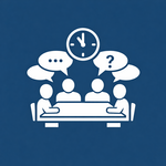 Icon mit mehreren Personen und Sprechblasen als Symbol für zu viele Meetings, Gremien und Abstimmungen ohne klare Entscheidungen. Icon mit mehreren Personen und Sprechblasen als Symbol für zu viele Meetings, Gremien und Abstimmungen ohne klare Entscheidungen.