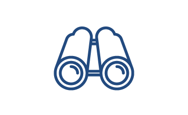 Das Fernglas steht symbolisch für den umfassenden Überblick, den unsere ERP-Software über Projekte, Ressourcen und Budgets bietet. Piktogramm eines Fernglases als Symbol für Überblick über Projekte, Ressourcen und Auslastung