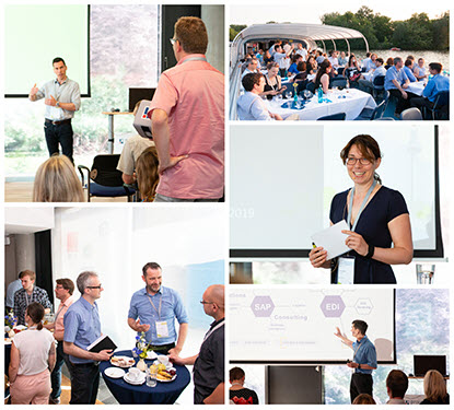 Eine Collage mit Impressionen der Projektron Anwenderkonferenz 2019 – spannende Vorträge, Workshops und Networking-Events.