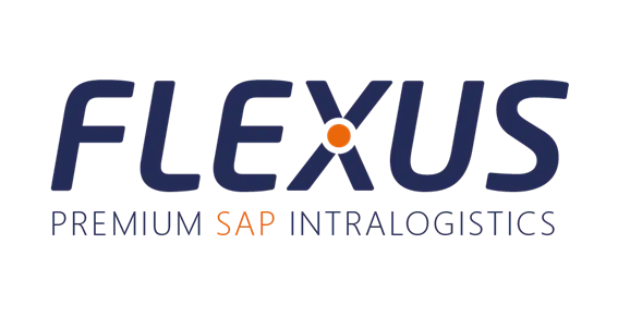 Logo der Flexus AG mit dem Schriftzug „FLEXUS – Premium SAP Intralogistics“