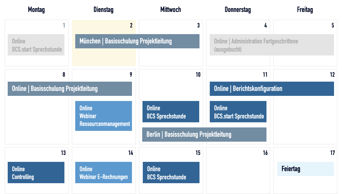 Veranstaltungskalender Projektron
