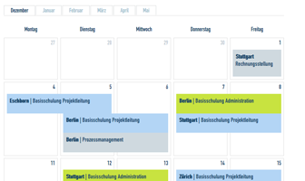 Projektron events calendar