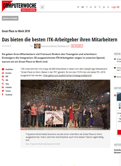 Computerwoche Artikelvorschau zur Auszeichnung von Projektron bei Great Place to Work ITK 2018 Computerwoche Artikelvorschau zur Auszeichnung von Projektron bei Great Place to Work ITK 2018