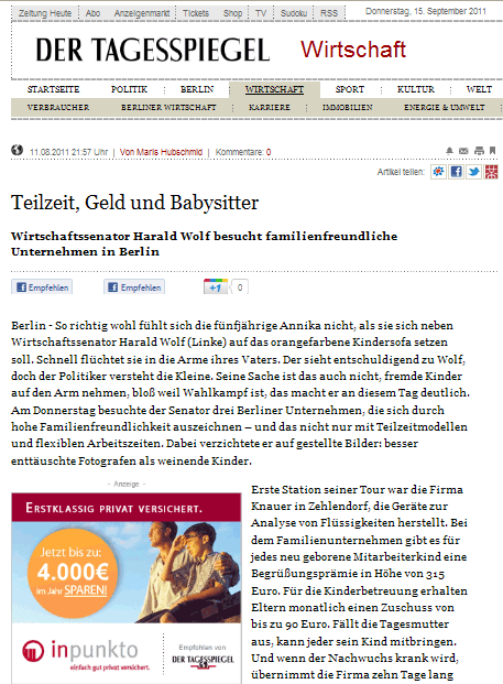 12. August 2011 - Tagesspiegel