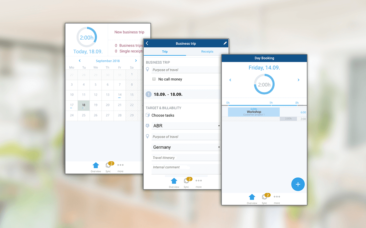 Record your expenses and times quickly and easily in the new app – even offline!
